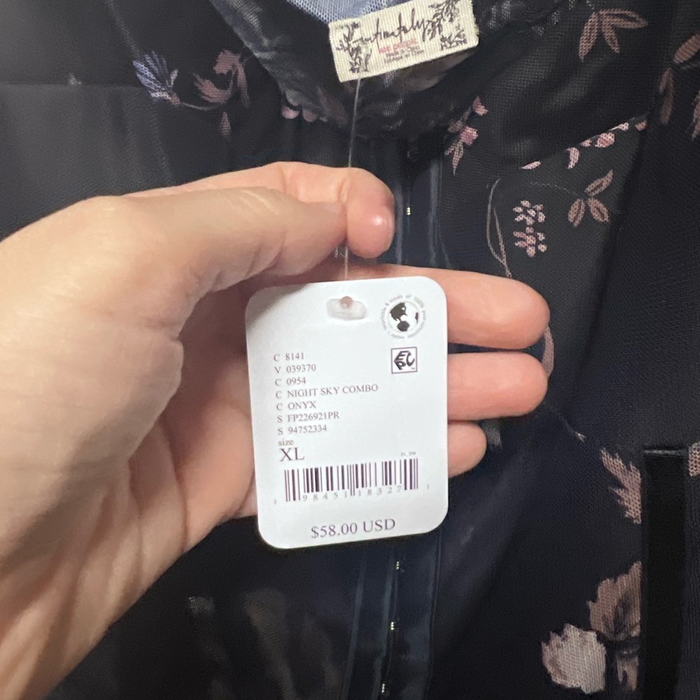 Free People Floral Black Corset Bodysuit with Hook Closure- new with tags - Picture 2 of 3